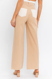 Color Block Twill Straight Pants