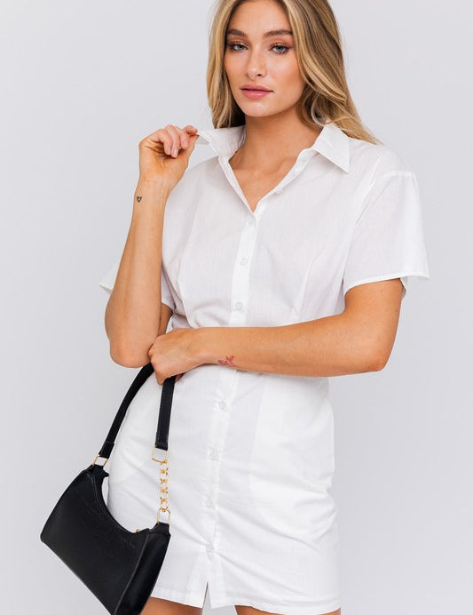 Half Sleeve Shirt Mini Dress