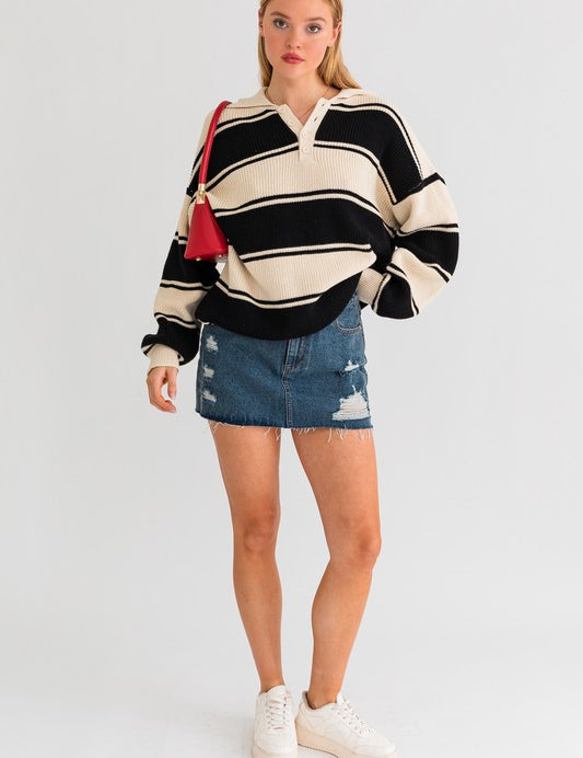 Collared Oversized Sweater Top