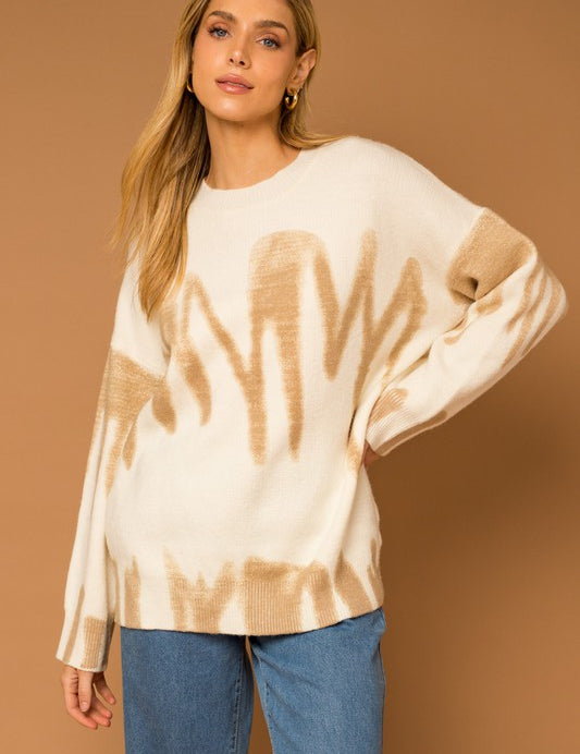 Long Sleeve Spray Print Sweater