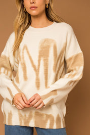 Long Sleeve Spray Print Sweater