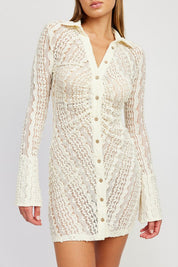 BUTTON DOWN LACE DRESS