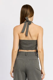 BUTTON DOWN HALTER VEST