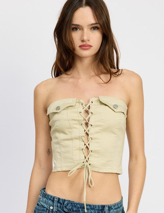 LACE UP CORSET BUSTIER TOP