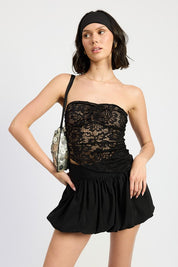 ASYMMETRICAL LACE TUBE TOP