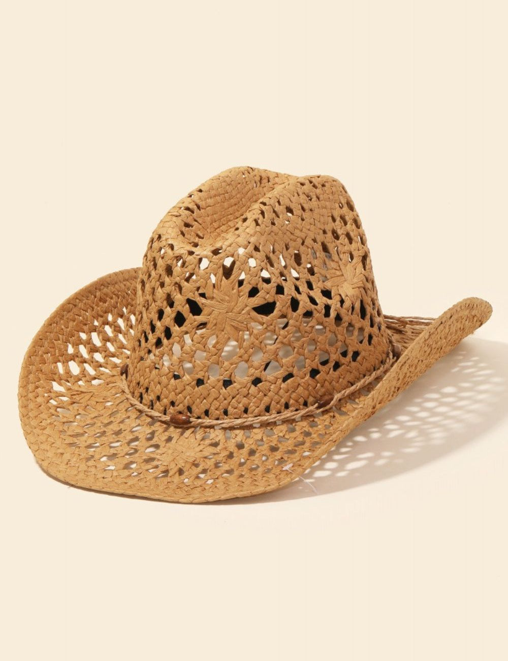 Fame Straw Weave Rope Ribbon Cowboy Hat