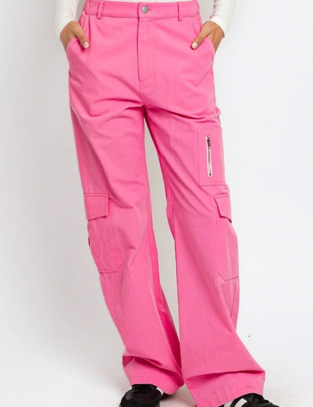 Le Lis High Waisted Wide Leg Cargo Pants with Pockets