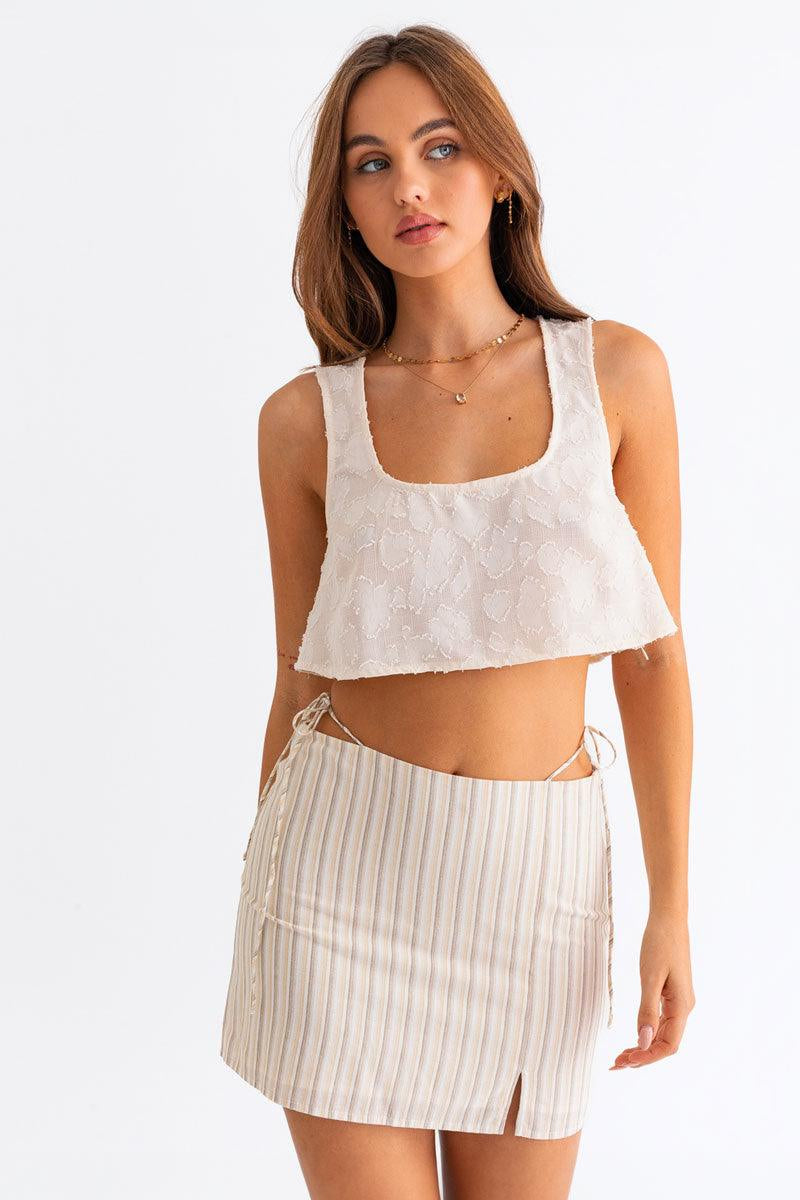 Boho Sleeveless Lace Textured Crop Top